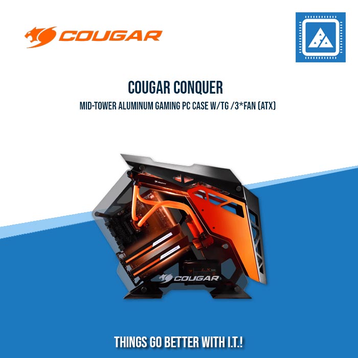 COUGAR CASE CONQUER / MID TOWER / TEMPERED GLASS COVER / 3PCS OF 120MM LED FANS COUGAR CASE CONQUER / MID TOWER / TEMPERED GLASS COVER / 3PCS OF 120MM LED FANS